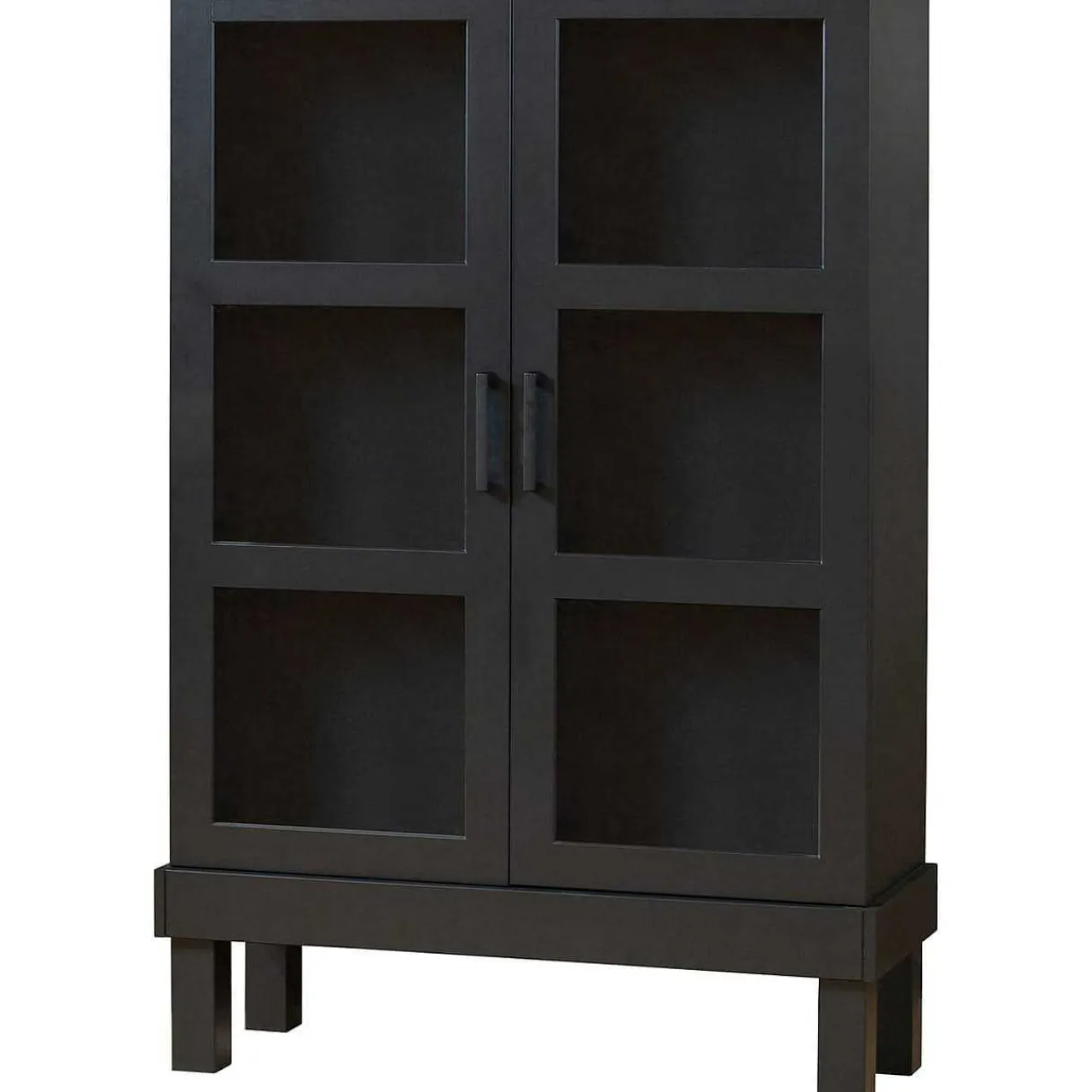 mutoni living Vitrinenschrank Bonk Kiefer Matt-Schwarz 107X160> Vitrinen