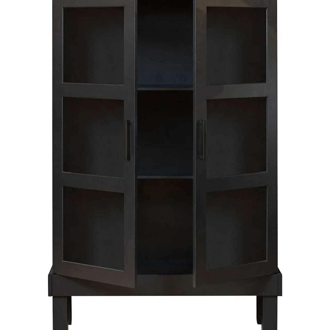 mutoni living Vitrinenschrank Bonk Kiefer Matt-Schwarz 107X160> Vitrinen