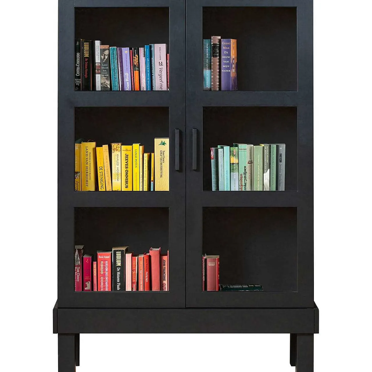 mutoni living Vitrinenschrank Bonk Kiefer Matt-Schwarz 107X160> Vitrinen