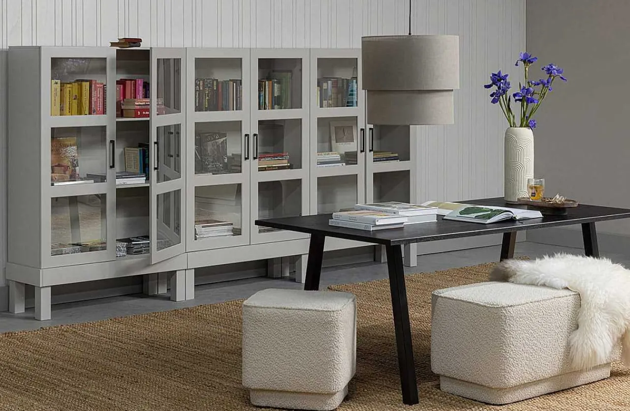 mutoni living Vitrinenschrank Bonk Kiefer Nebelweiss 107X160> Vitrinen