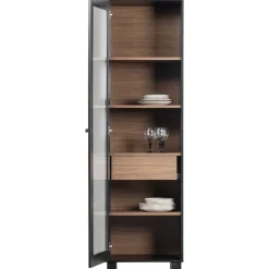 mutoni living Vitrinenschrank Goos Kiefer Schwarz Walnuss 200X57> Vitrinen