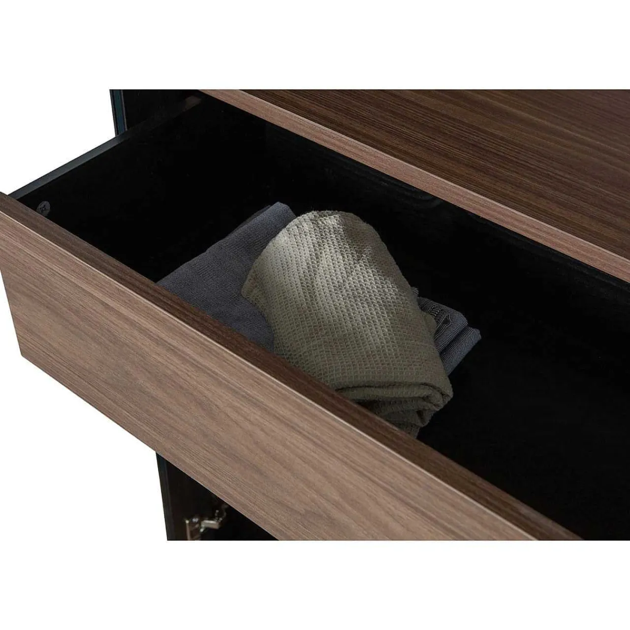 mutoni living Vitrinenschrank Goos Kiefer Schwarz Walnuss 200X57> Vitrinen
