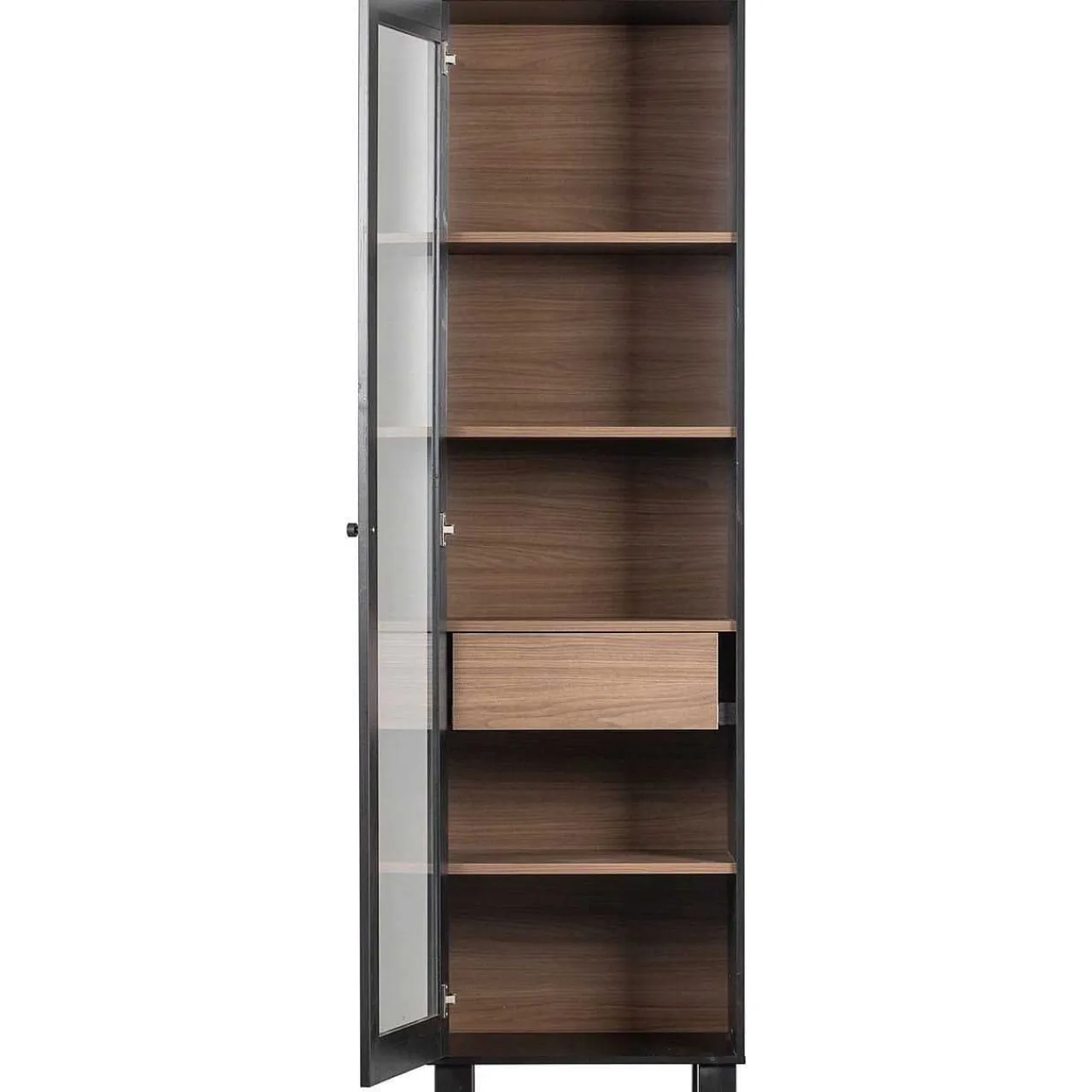 mutoni living Vitrinenschrank Goos Kiefer Schwarz Walnuss 200X57> Vitrinen