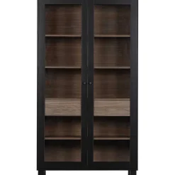 mutoni living Vitrinenschrank Goos Kiefer Schwarz Walnuss 110X200><noscript><img width=