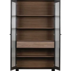 mutoni living Vitrinenschrank Goos Kiefer Schwarz Walnuss 110X200><noscript><img width=