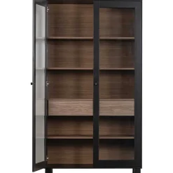 mutoni living Vitrinenschrank Goos Kiefer Schwarz Walnuss 110X200><noscript><img width=