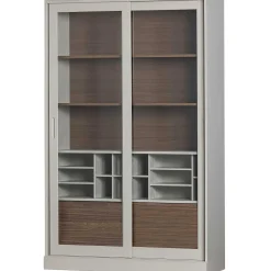 mutoni living Vitrinenschrank James Kiefer Grau 125X200> Vitrinen