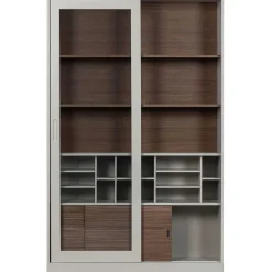 mutoni living Vitrinenschrank James Kiefer Grau 125X200> Vitrinen