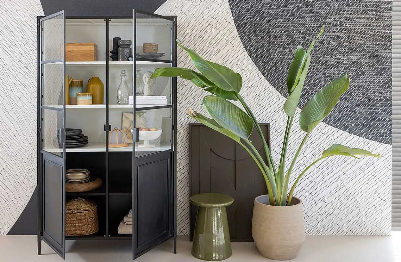 mutoni living Vitrinenschrank Nora Metall Schwarz 110X189> Vitrinen