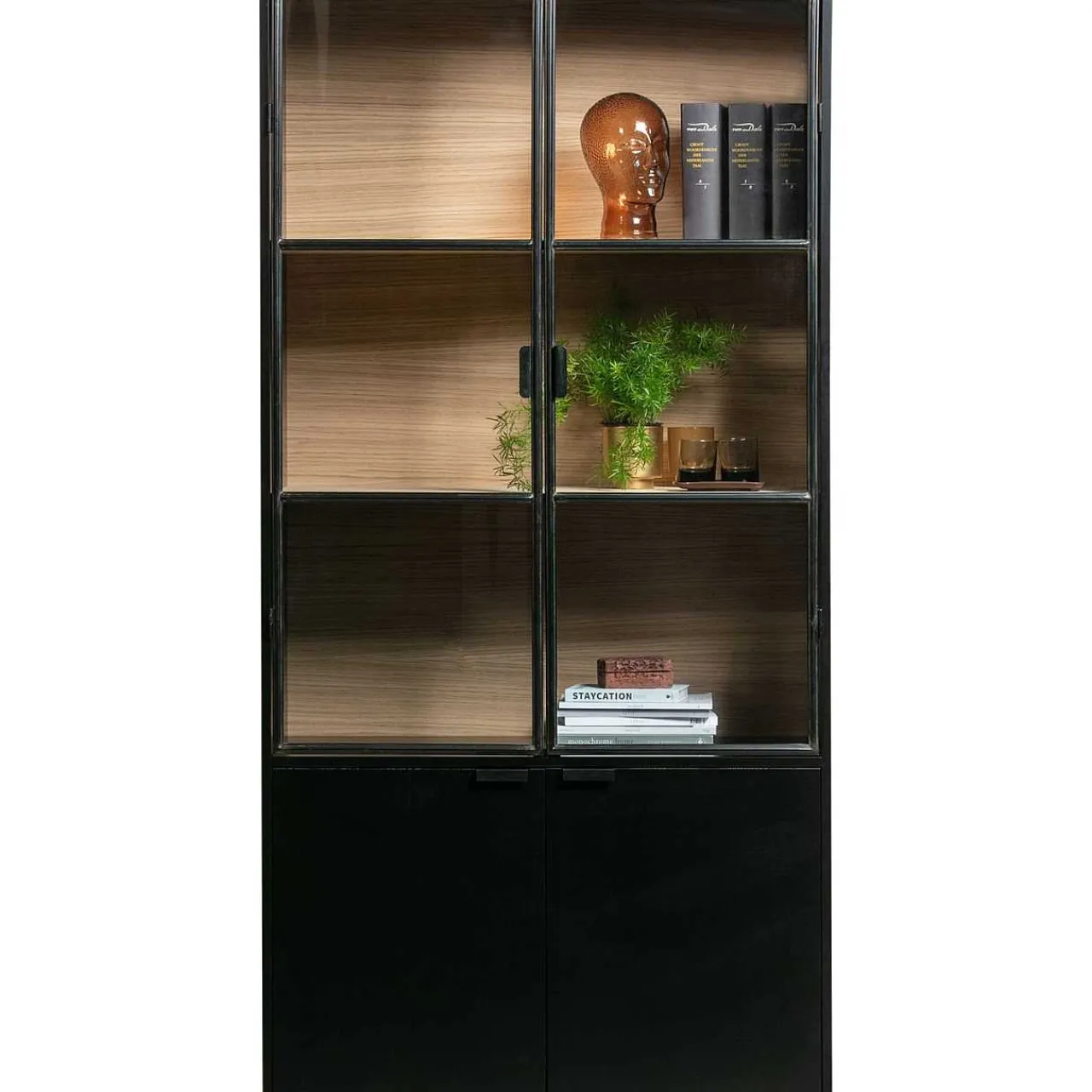mutoni living Vitrinenschrank Sivan Kiefer Schwarz 200X100> Vitrinen