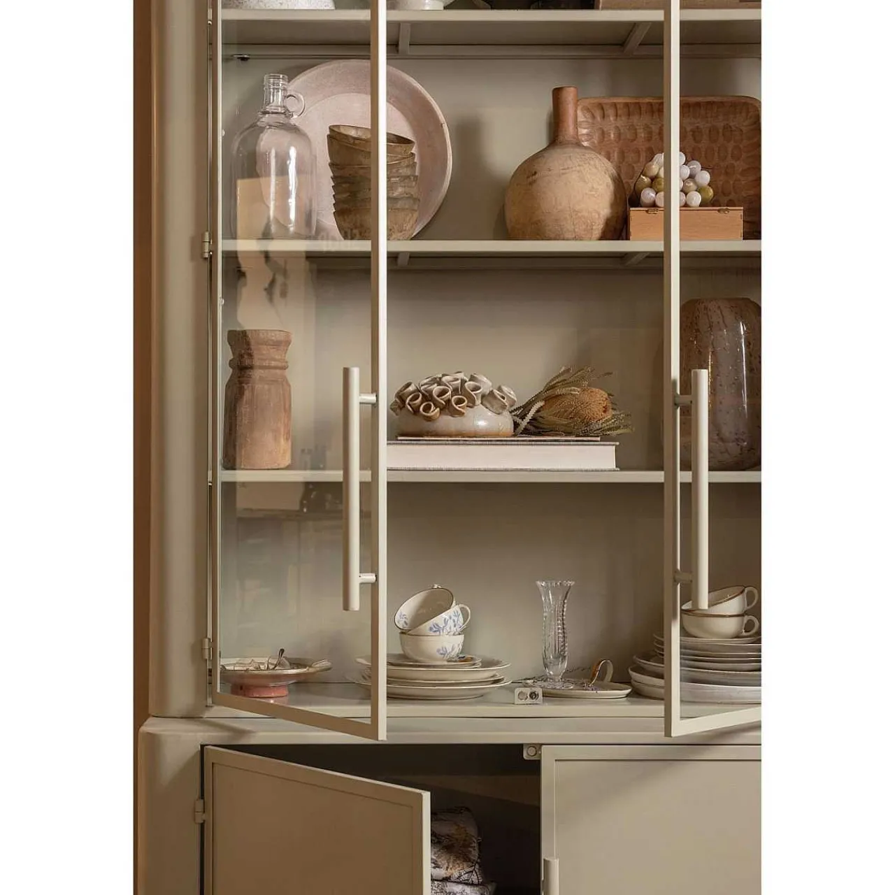 mutoni living Vitrinenschrank Unlock Metall Greige 210X110> Vitrinen