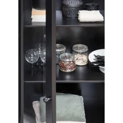 mutoni living Vitrinenschrank Xam Kiefer Schwarz 155X100><noscript><img width=