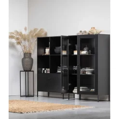 mutoni living Vitrinenschrank Xam Kiefer Schwarz 155X100><noscript><img width=