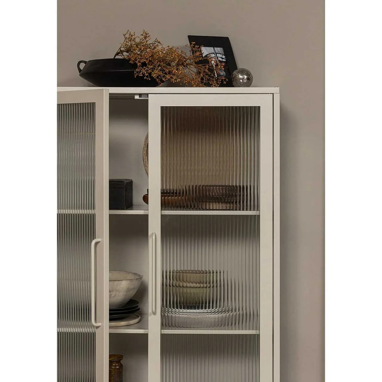 mutoni living Vitrinenschrank Zion Sand 85X150> Vitrinen