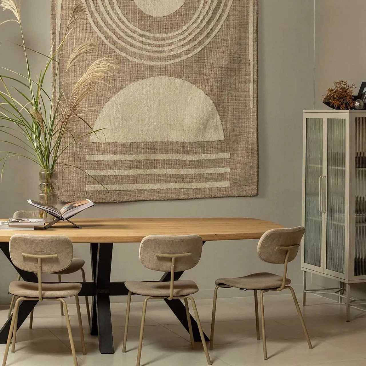 mutoni living Vitrinenschrank Zion Sand 85X150> Vitrinen