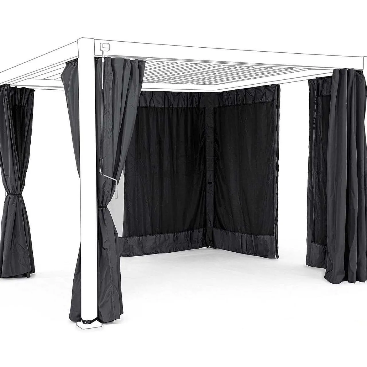 mutoni lifestyle Vorhänge-Netz Fur Pavillon Ocean Anthrazit 300X300 (4Er-Set)> Pavillons Zubehör
