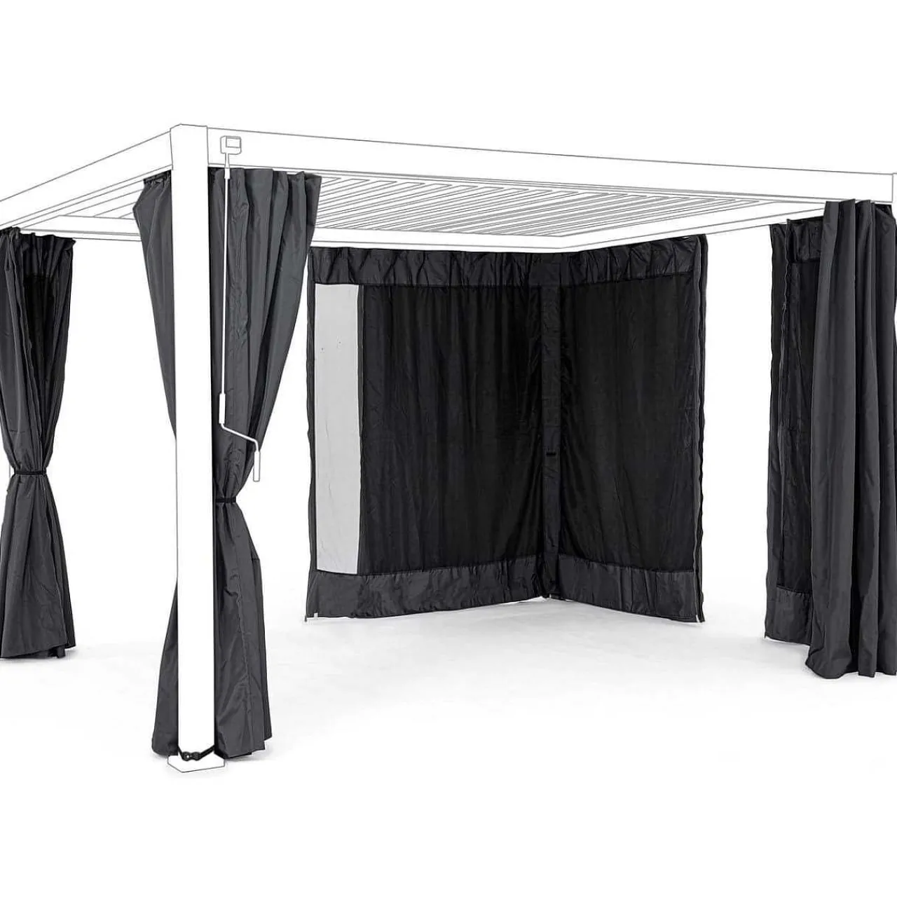 mutoni lifestyle Vorhänge-Netz Fur Pavillon Ocean Anthrazit 300X400 (4Er-Set)> Pavillons Zubehör