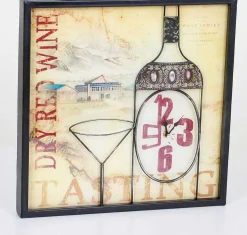 mutoni pleasure Wandbild Rotweinflasche Mit Uhr Orianthe Stahl 40X40> Mutoniart