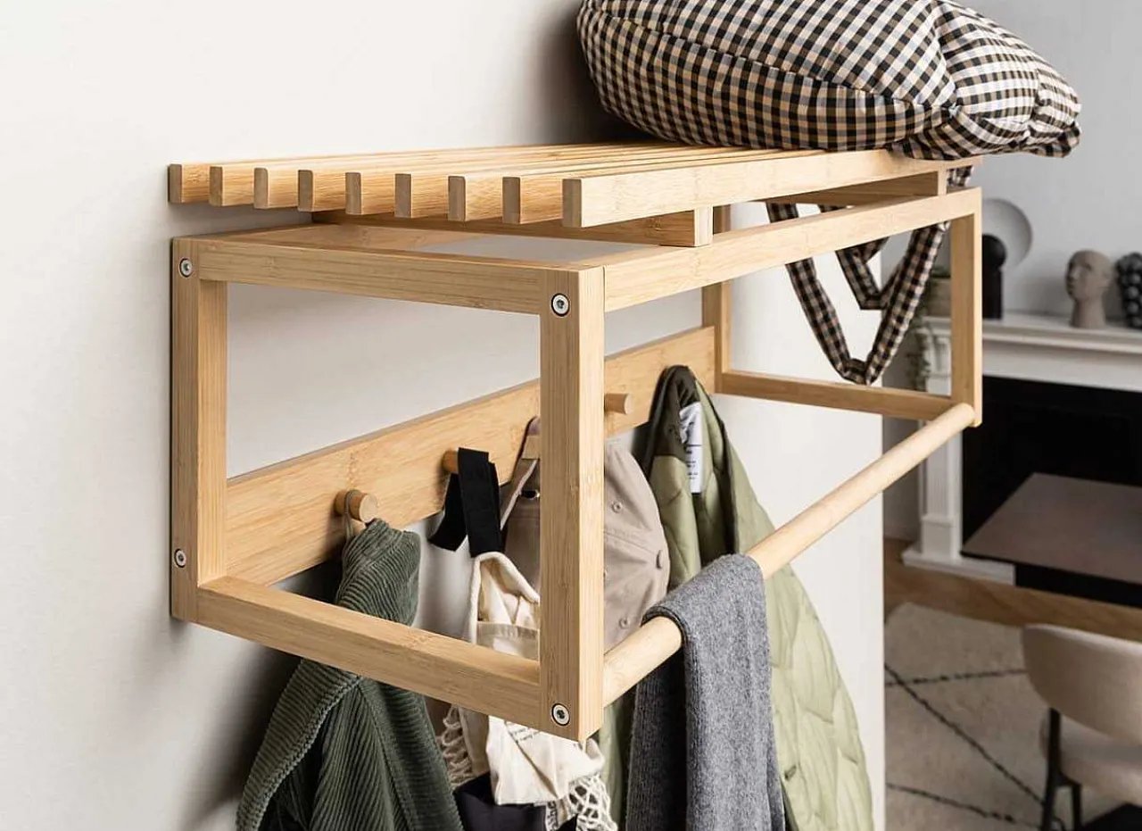 mutoni scandi Wandgarderobe Bellamy Bambus Natur 80> Garderoben & Kleiderständer