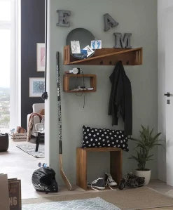 mutoni sweet home Wandgarderobe Quapra Mangoholz Natur 90> Garderoben & Kleiderständer