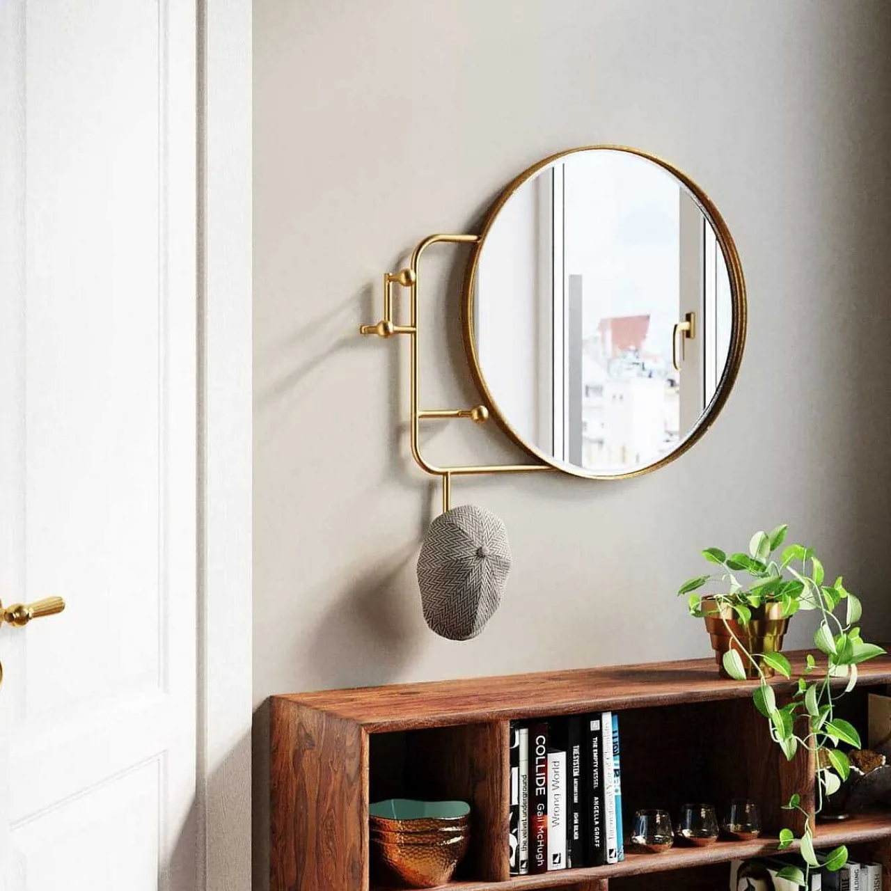 KARE Design Wandgarderobe Tristan Mirror Rund 65> Garderoben & Kleiderständer