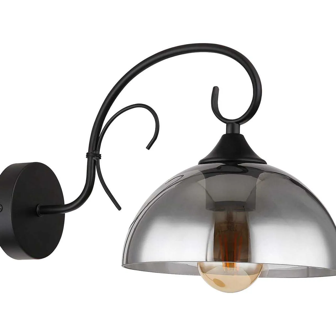mutoni light Wandleuchte Cottage Metall Schwarz Matt 1Xe27> Wandleuchten
