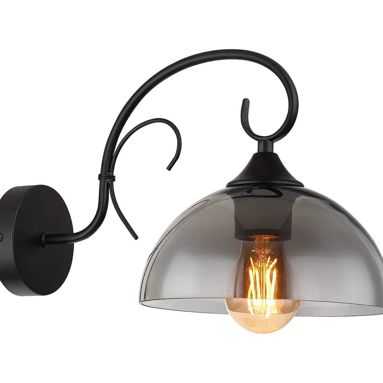 mutoni light Wandleuchte Cottage Metall Schwarz Matt 1Xe27> Wandleuchten