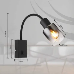 mutoni light Wandleuchte Hubertus Metall Schwarz Matt 1Xe14><noscript><img width=