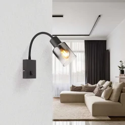 mutoni light Wandleuchte Hubertus Metall Schwarz Matt 1Xe14><noscript><img width=
