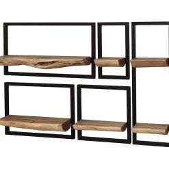 mutoni industrial Wandregal Edge Akazie Natur (5Er-Set)> Regale