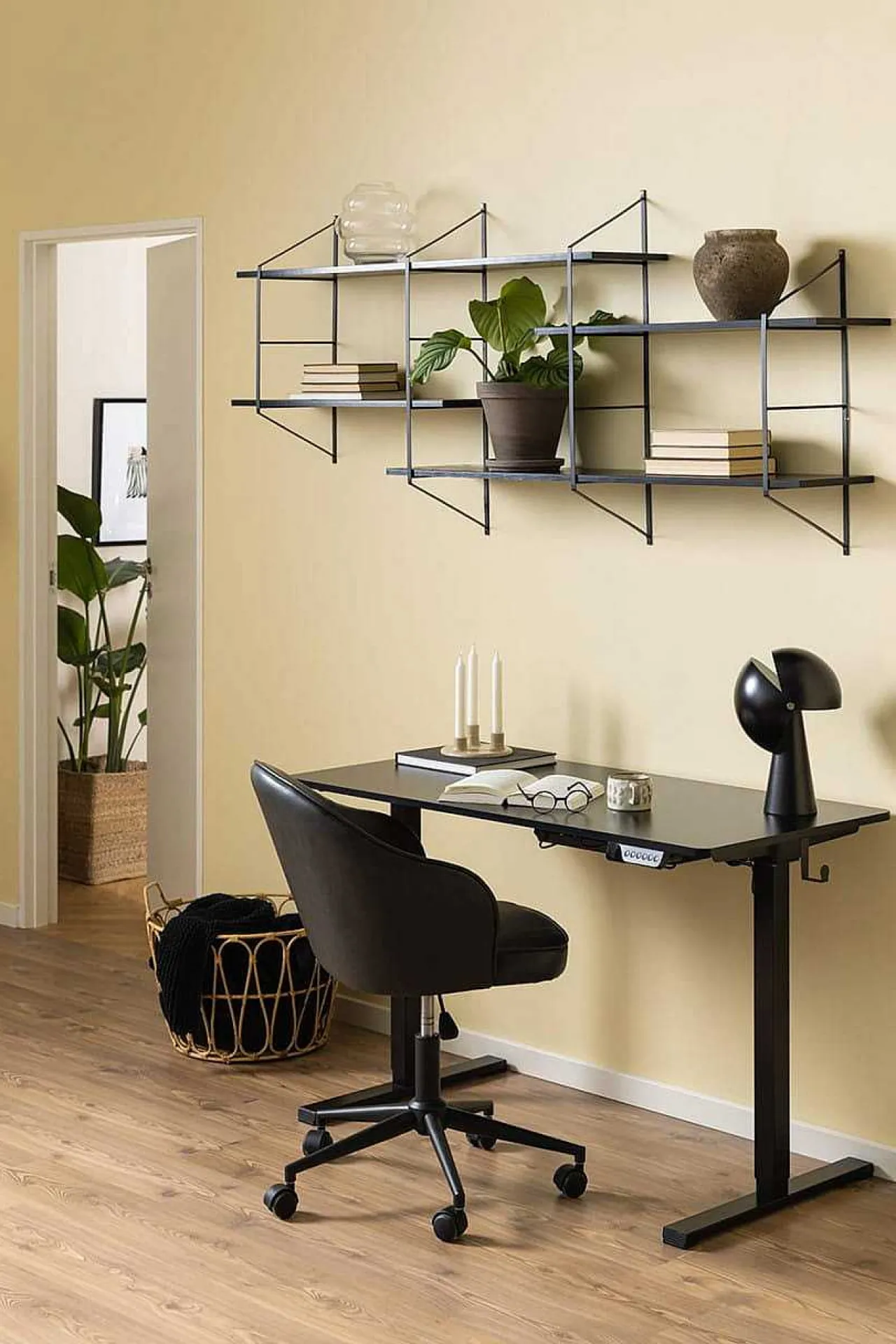 mutoni scandi Wandregal Office Schwarz 191X26X79> Regale