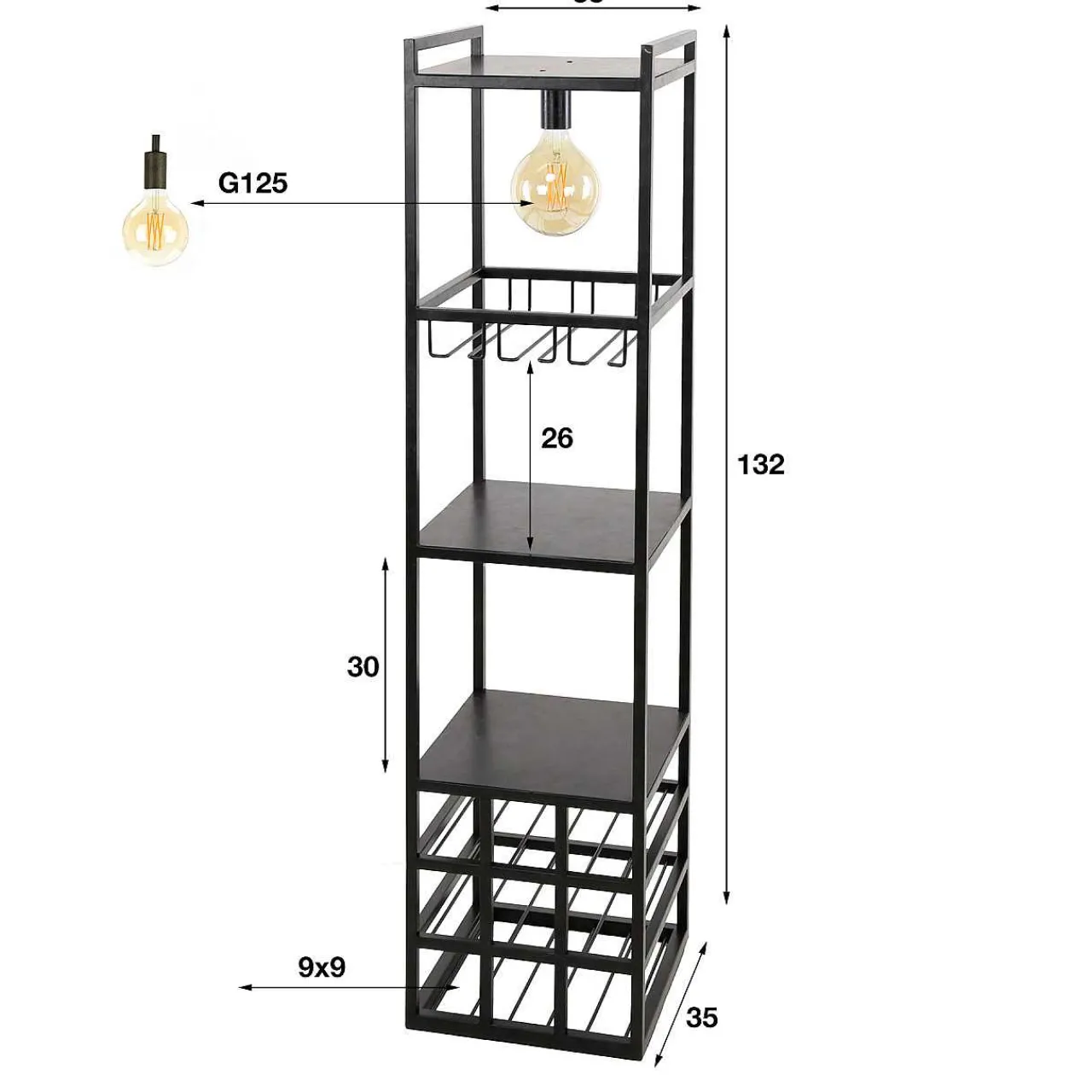 mutoni industrial Weinregal-Lampe Decorate> Regale