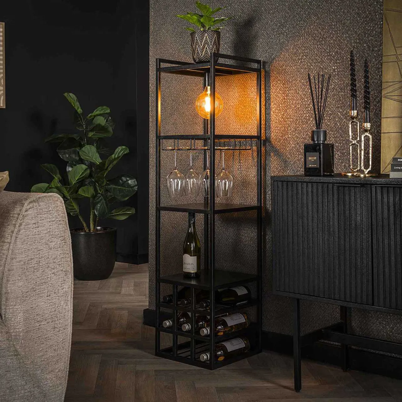 mutoni industrial Weinregal-Lampe Decorate> Regale
