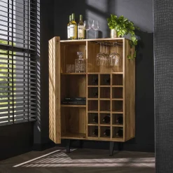 mutoni industrial Weinschrank Block Akazie Natur 80X120> Regale