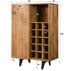 mutoni industrial Weinschrank Block Akazie Natur 80X120><noscript><img width=