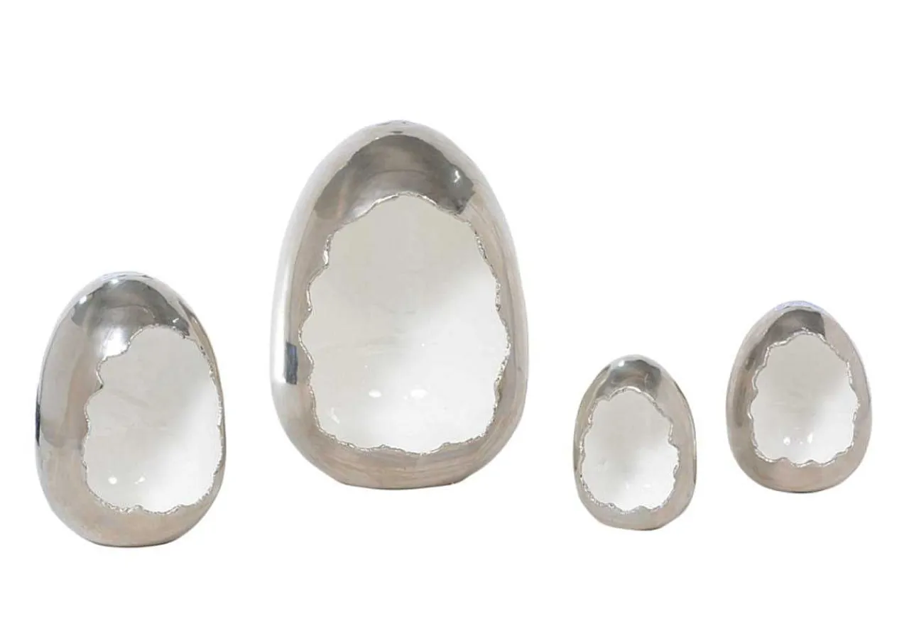 mutoni vintage Windlicht Egg Silber-Weiss 13> Windlichter & Teelichthalter