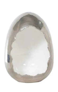 mutoni vintage Windlicht Egg Silber-Weiss 30> Windlichter & Teelichthalter