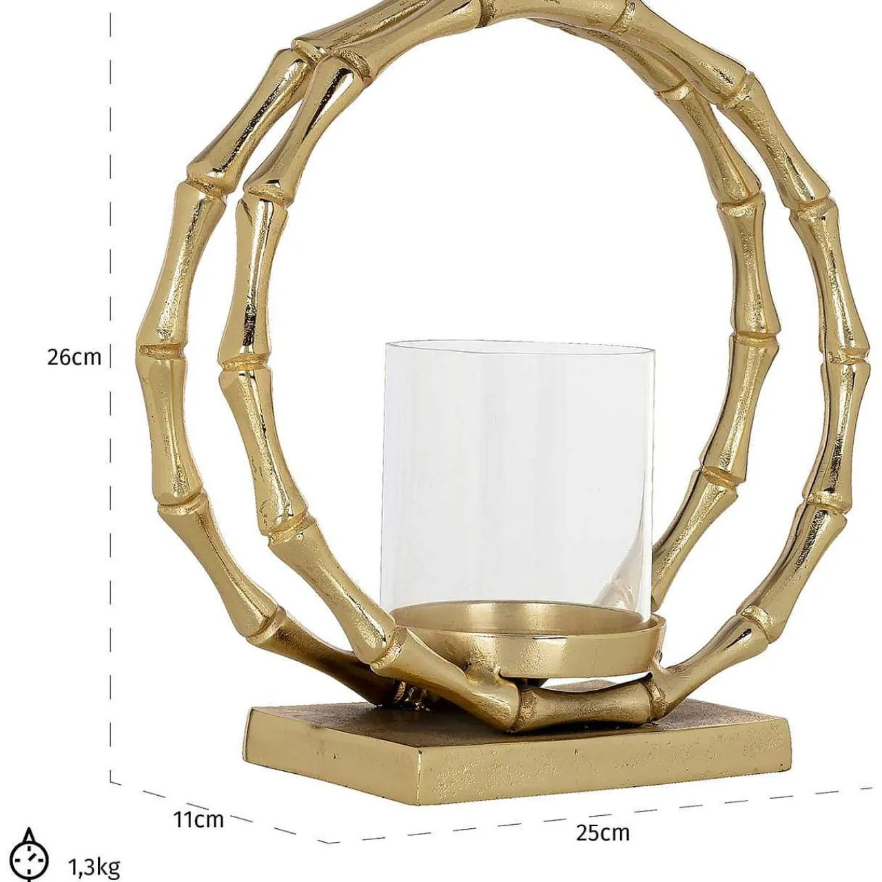 Richmond Interiors Windlicht Merlyn Gold 27> Windlichter & Teelichthalter