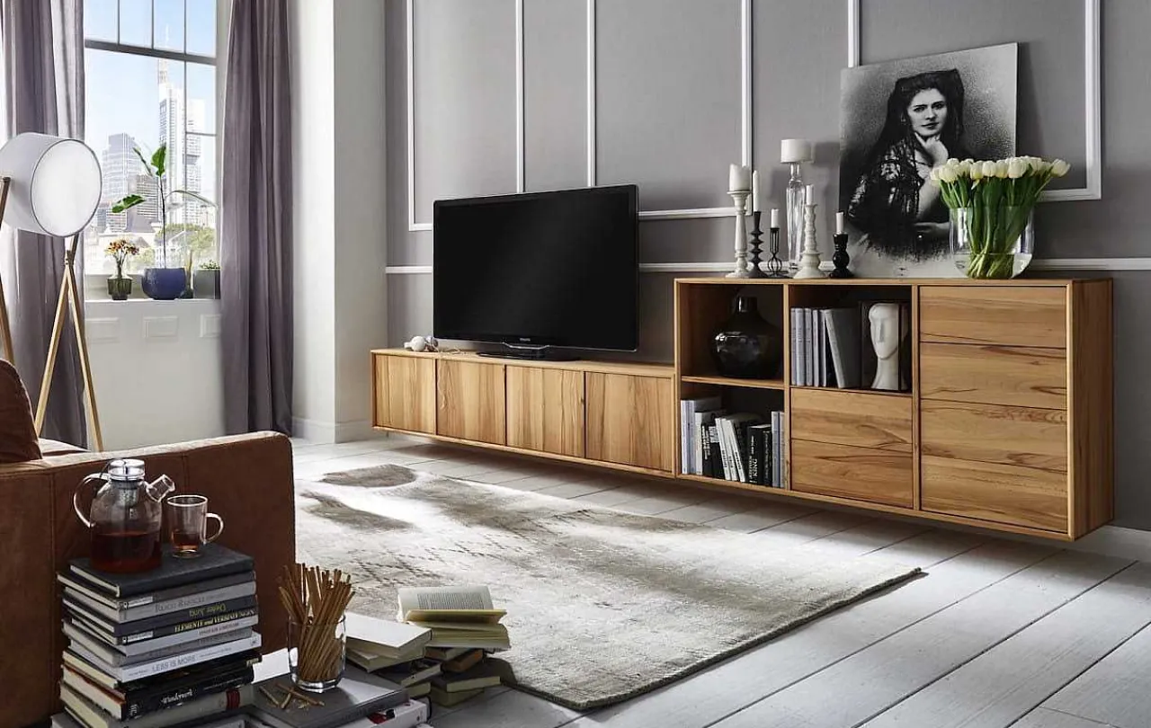mutoni exquisite Wohnzimmer Kombination Compose Xix Wildeiche 312X81> Wohnwände