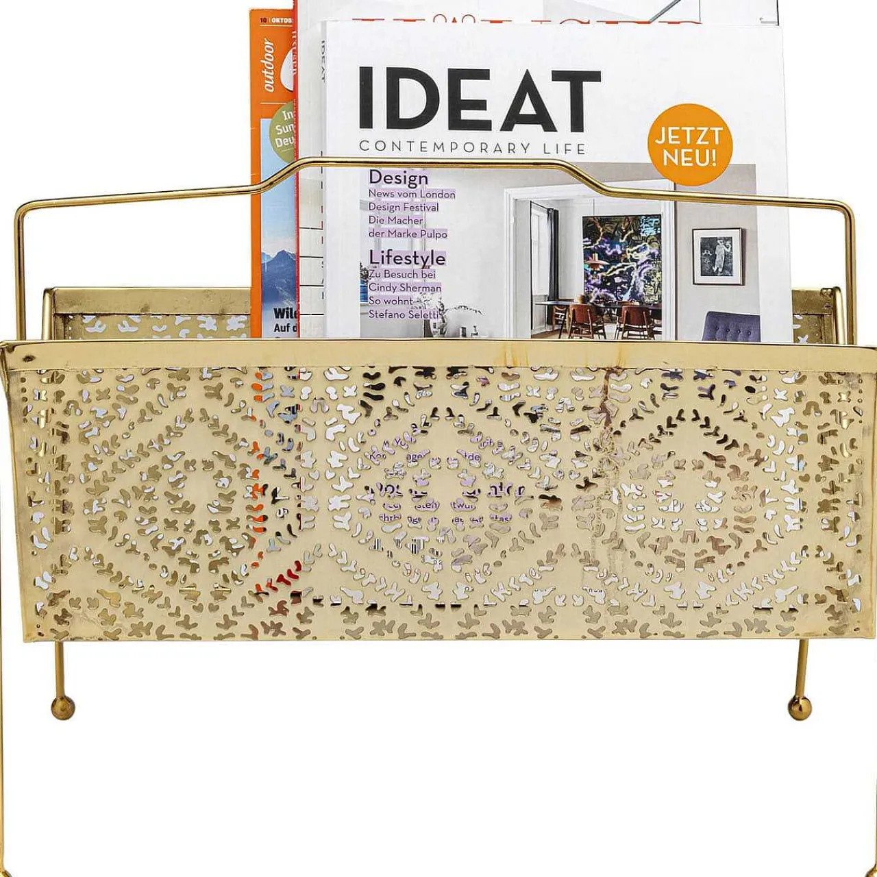 KARE Design Zeitungsständer Basket Gold Klein> Zeitungsständer