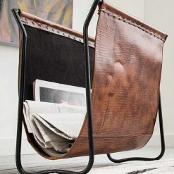mutoni vintage Zeitungsständer News Echtleder 38X37X22> Zeitungsständer